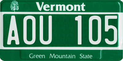 VT license plate AOU105