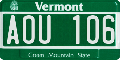 VT license plate AOU106