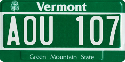 VT license plate AOU107