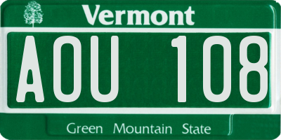 VT license plate AOU108