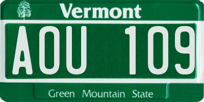 VT license plate AOU109