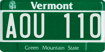 VT license plate AOU110