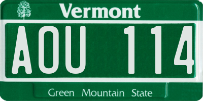 VT license plate AOU114