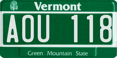 VT license plate AOU118