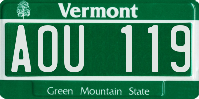 VT license plate AOU119