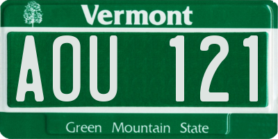 VT license plate AOU121