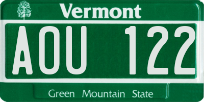 VT license plate AOU122