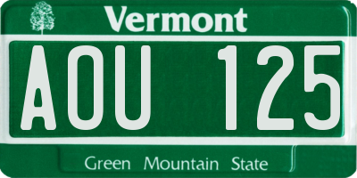 VT license plate AOU125