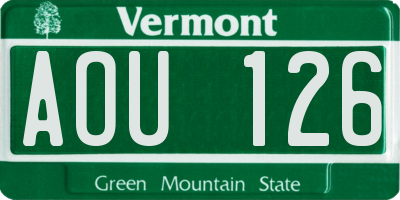 VT license plate AOU126