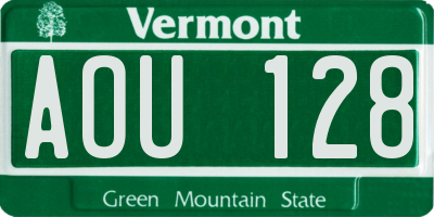 VT license plate AOU128