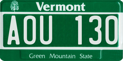 VT license plate AOU130