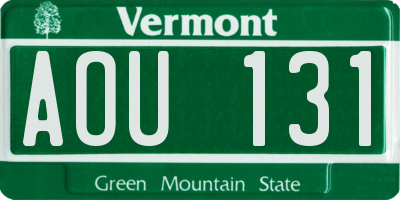 VT license plate AOU131