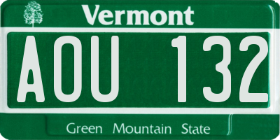 VT license plate AOU132