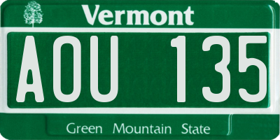 VT license plate AOU135