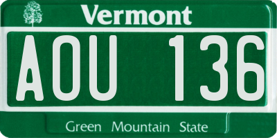 VT license plate AOU136