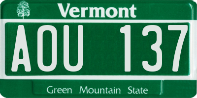 VT license plate AOU137