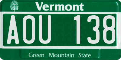 VT license plate AOU138