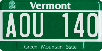 VT license plate AOU140