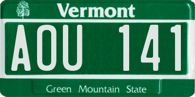 VT license plate AOU141
