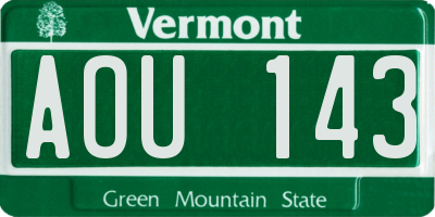 VT license plate AOU143