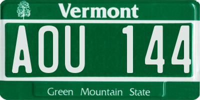 VT license plate AOU144