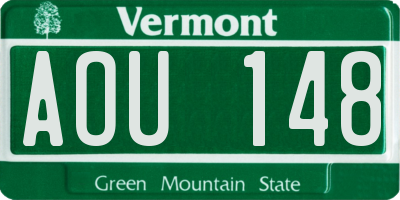 VT license plate AOU148