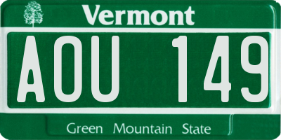 VT license plate AOU149