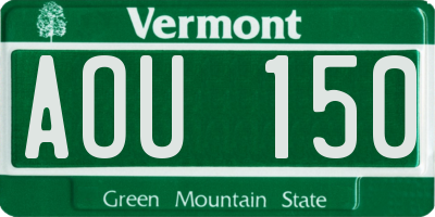 VT license plate AOU150