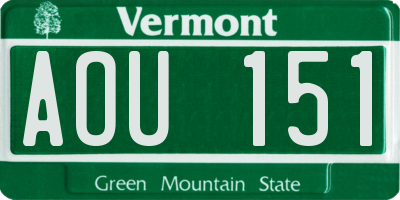 VT license plate AOU151