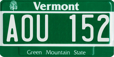 VT license plate AOU152
