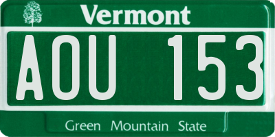 VT license plate AOU153