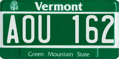 VT license plate AOU162