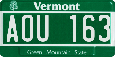 VT license plate AOU163