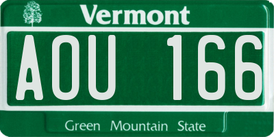 VT license plate AOU166