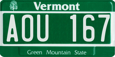 VT license plate AOU167
