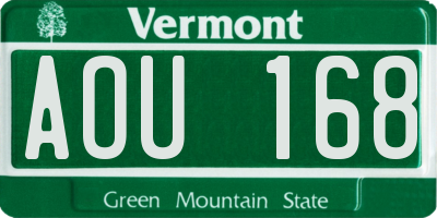 VT license plate AOU168