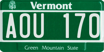 VT license plate AOU170