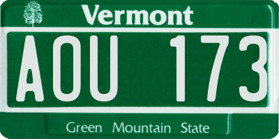 VT license plate AOU173