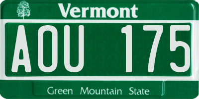 VT license plate AOU175