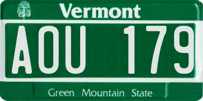 VT license plate AOU179
