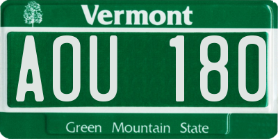VT license plate AOU180