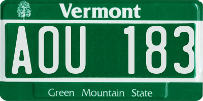 VT license plate AOU183