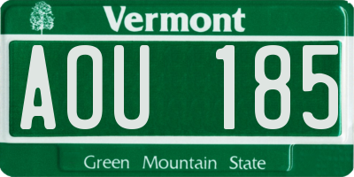 VT license plate AOU185