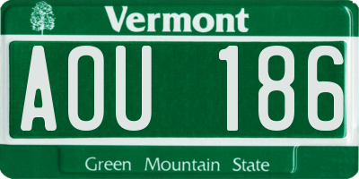 VT license plate AOU186