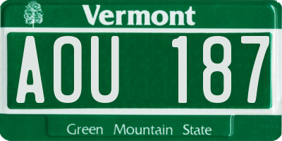 VT license plate AOU187