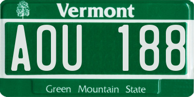 VT license plate AOU188