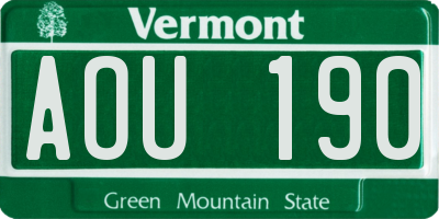 VT license plate AOU190