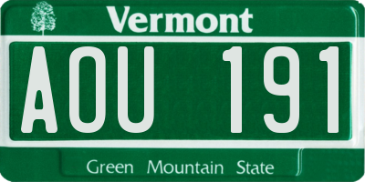 VT license plate AOU191