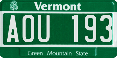 VT license plate AOU193