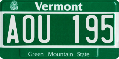 VT license plate AOU195